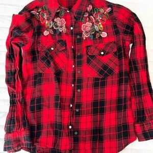 Zara Red and Black Plaid Shirt